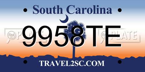 9958TE South Carolina License Plate