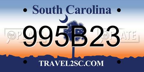 995B23 South Carolina License Plate