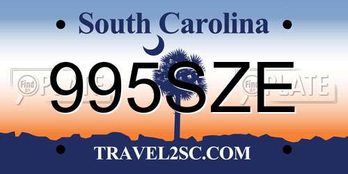 995SZE South Carolina License Plate