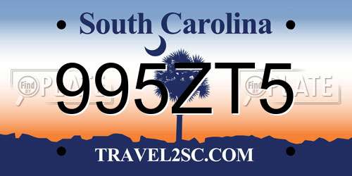 995ZT5 South Carolina License Plate