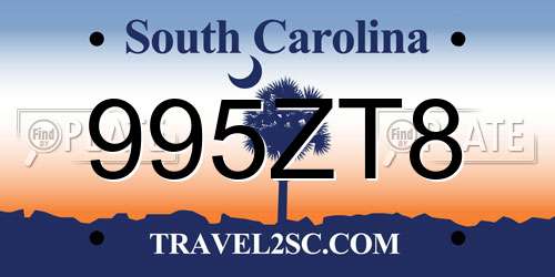995ZT8 South Carolina License Plate
