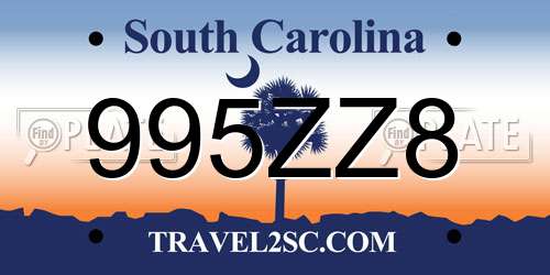 995ZZ8 South Carolina License Plate