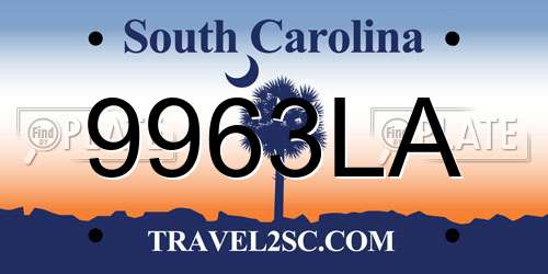 9963LA South Carolina License Plate