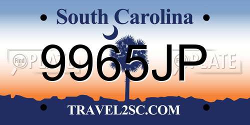 9965JP South Carolina License Plate