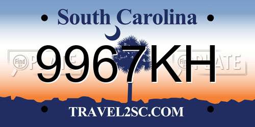 9967KH South Carolina License Plate