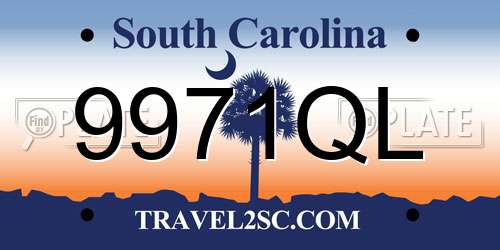 9971QL South Carolina License Plate