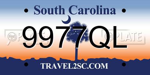 9977QL South Carolina License Plate