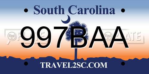 997BAA South Carolina License Plate