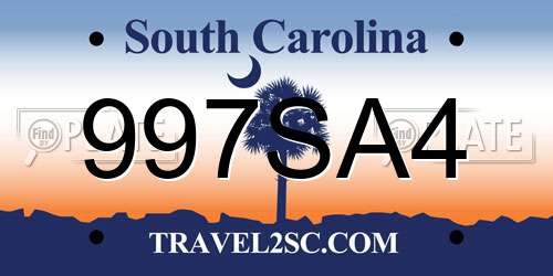 997SA4 South Carolina License Plate