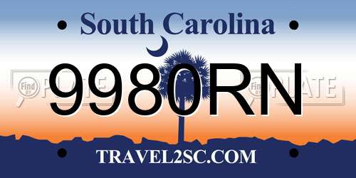 9980RN South Carolina License Plate