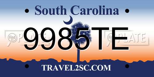 9985TE South Carolina License Plate