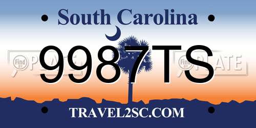 9987TS South Carolina License Plate