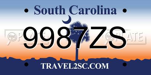 9987ZS South Carolina License Plate