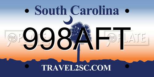 998AFT South Carolina License Plate