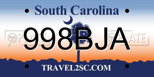 998BJA South Carolina License Plate