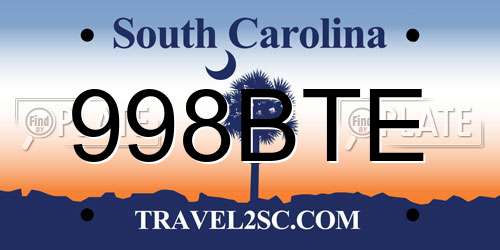 998BTE South Carolina License Plate