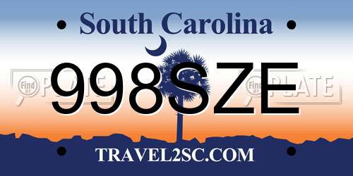 998SZE South Carolina License Plate