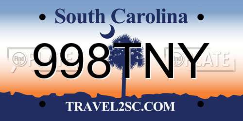 998TNY South Carolina License Plate