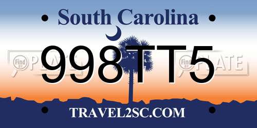 998TT5 South Carolina License Plate