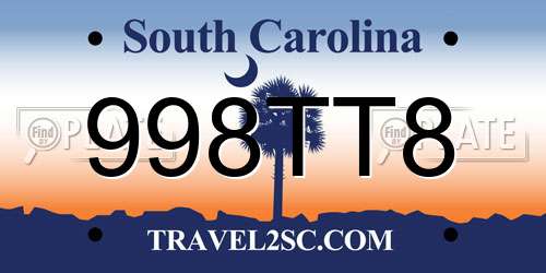 998TT8 South Carolina License Plate