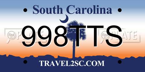 998TTS South Carolina License Plate