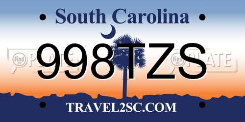 998TZS South Carolina License Plate