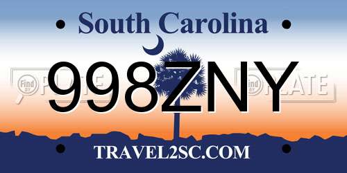 998ZNY South Carolina License Plate