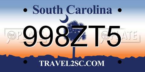 998ZT5 South Carolina License Plate