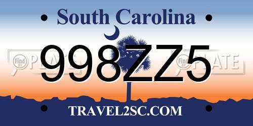 998ZZ5 South Carolina License Plate