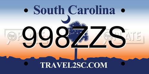 998ZZS South Carolina License Plate