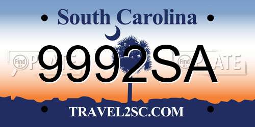 9992SA South Carolina License Plate