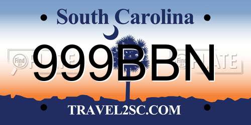 999BBN South Carolina License Plate