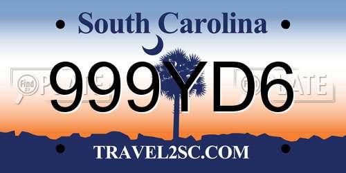 999YD6 South Carolina License Plate