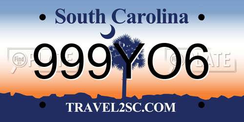 999YO6 South Carolina License Plate