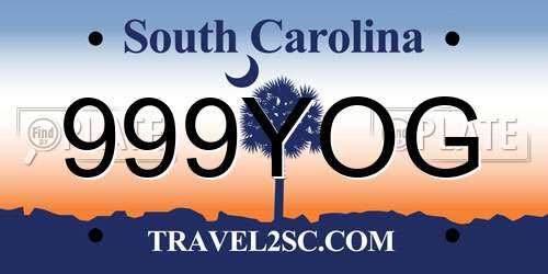 999YOG South Carolina License Plate