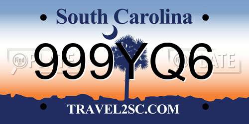 999YQ6 South Carolina License Plate