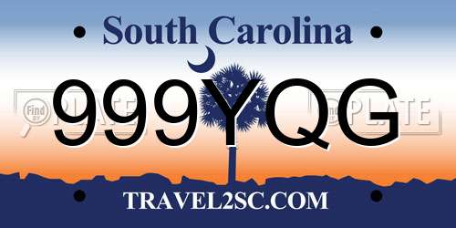 999YQG South Carolina License Plate