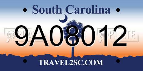 9A08012 South Carolina License Plate