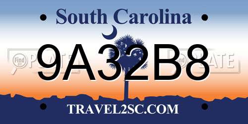 9A32B8 South Carolina License Plate