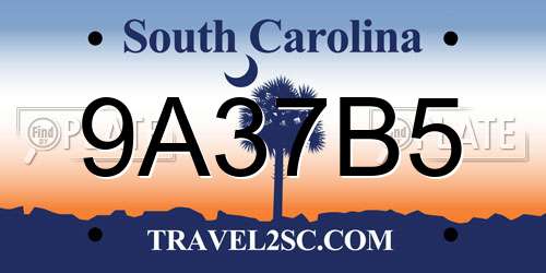9A37B5 South Carolina License Plate