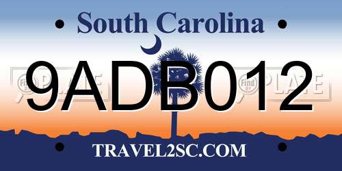 9ADB012 South Carolina License Plate