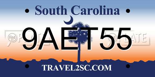 9AET55 South Carolina License Plate