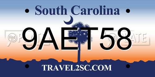 9AET58 South Carolina License Plate