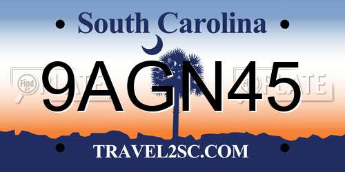 9AGN45 South Carolina License Plate