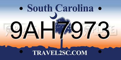 9AH7973 South Carolina License Plate