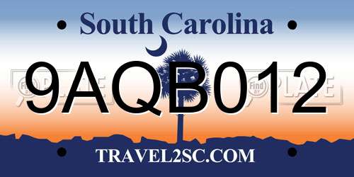 9AQB012 South Carolina License Plate