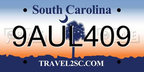 9AUL409 South Carolina License Plate