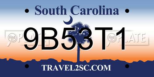 9B53T1 South Carolina License Plate