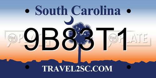 9B83T1 South Carolina License Plate