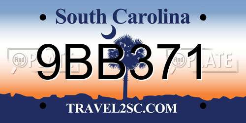 9BB371 South Carolina License Plate